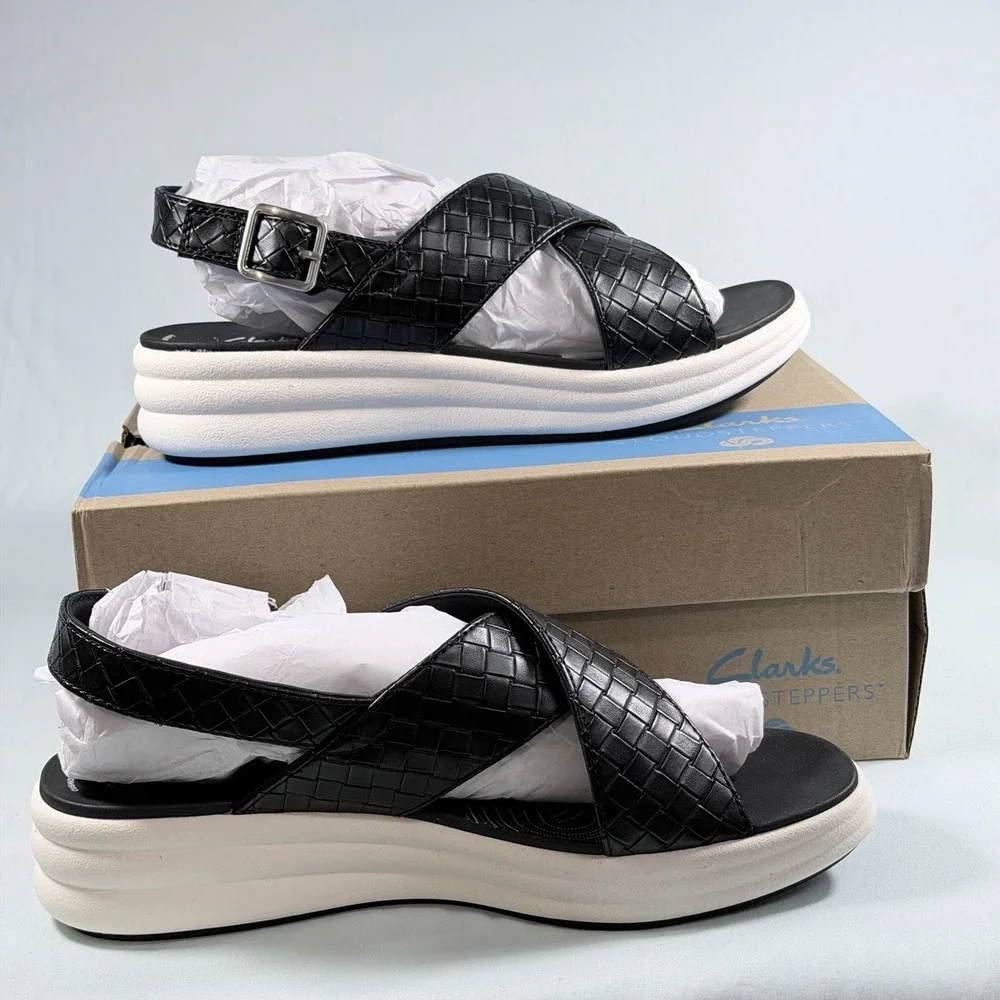 Clarks Cloudsteppers‎ Size-10M Women's Sandals Drift Sun Black Woven